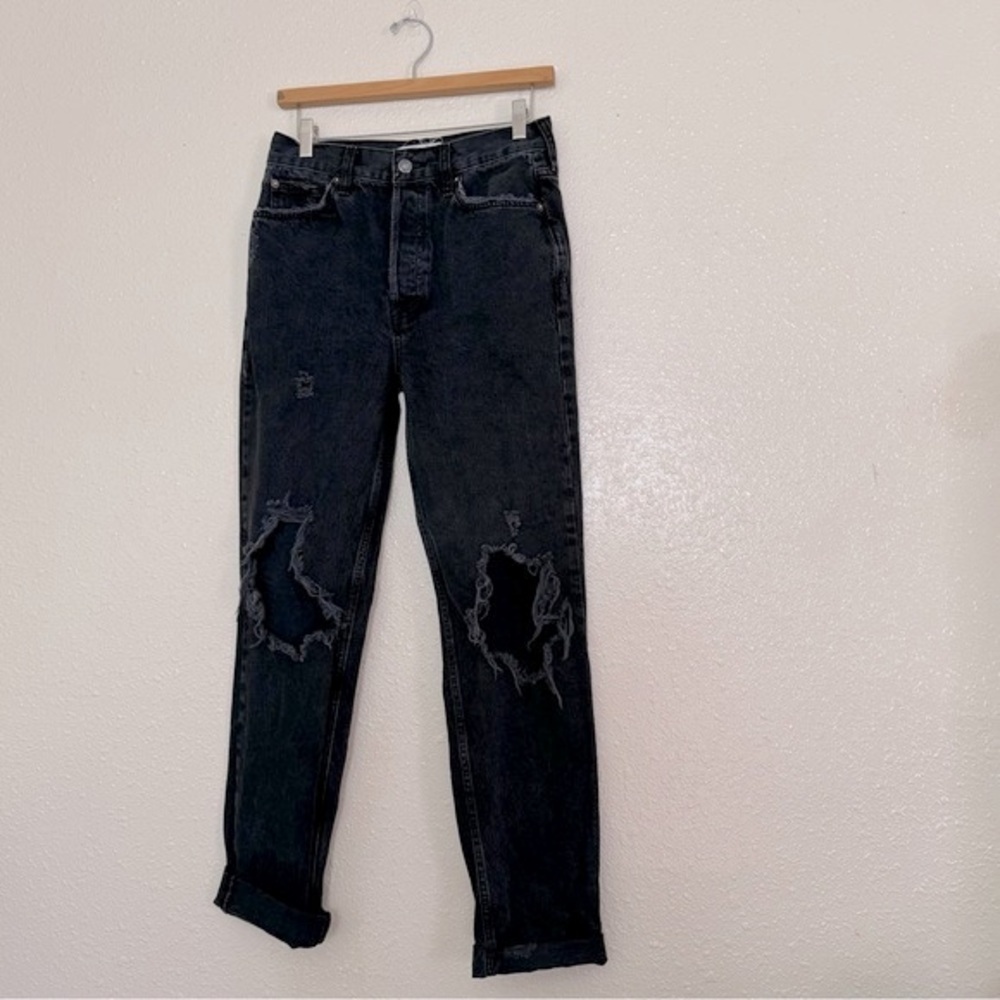 Free People We The Free Black Distressed High Rise Jeans - Picture 7 of 7
